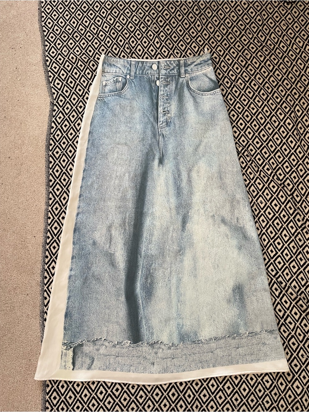 Zara satin midi skirt with denim print